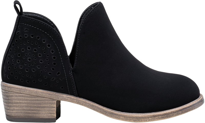 Vepose Women's Ankle Boots, Low Heel Chunky Cutout Booties, 912 - Black Nubuck, Size 7.5 US - Perforated Western Shoes (CJY912 Black Nubuck 07.5) - Image 1
